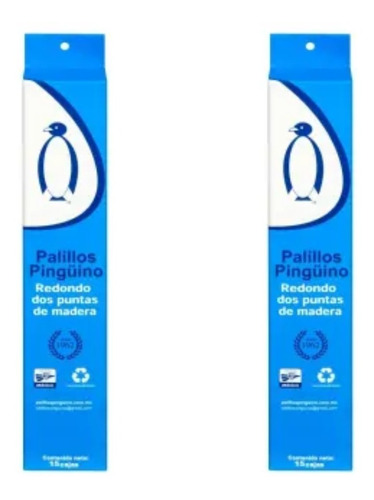 Mondadientes Madera Pingüino Doble Punta 15 Cajas - 2 Paq