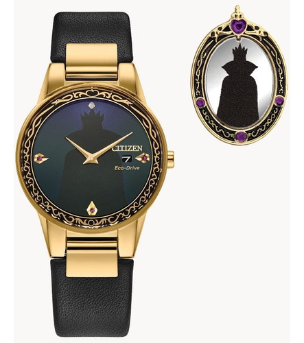 Ga1082-46w Reloj Citizen Reina Malvada 28mm Negro/dorado Gif