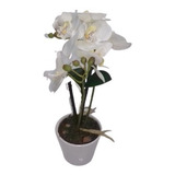 Flores Artificiales En Maceta - Orquidea Blanca 32 Cm