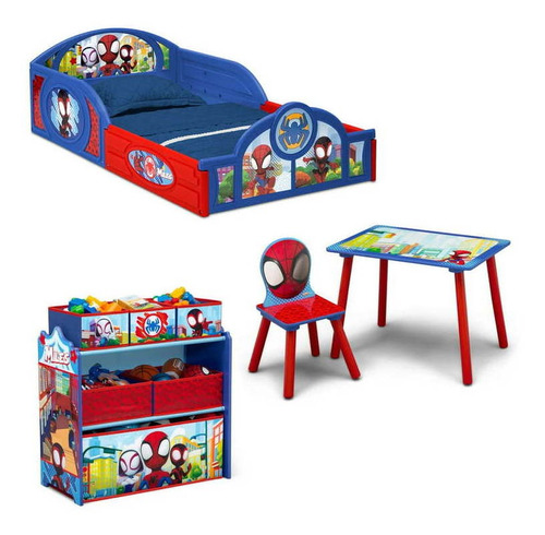 Cama Infantil Playarea Juguetero Y Mesa Con Sillas Spiderman