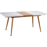 Mesa Eames Comedor Extensible Laqueada Blanca Y Haya. Outlet