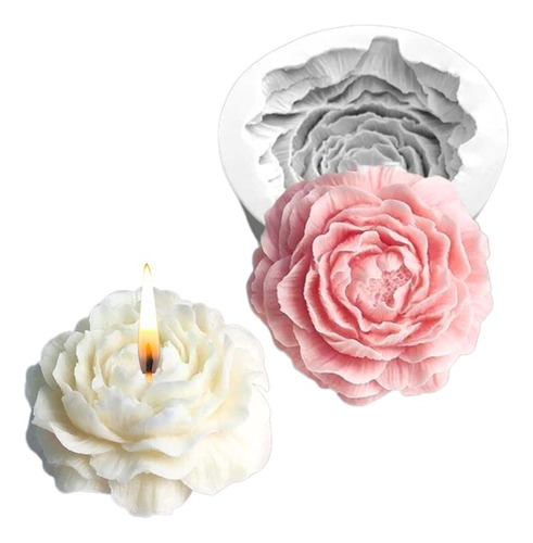 Molde Forma Silicone Flor Peônia 3d Vela Resina Sabonete