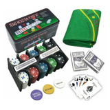 Set De Poker Tipo Casino Texas Hold Fichas Cartas Tapete!!