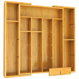 Organizador De Cajón De Bambú Para Cubiertos - Ajustable Con