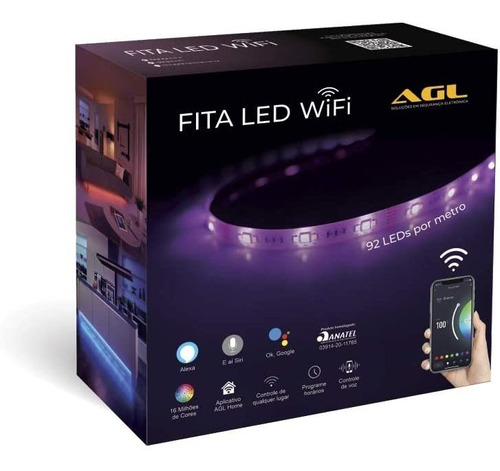 Fita Led Inteligente Rgb Wifi 10m Agl Compatível Com Alexa