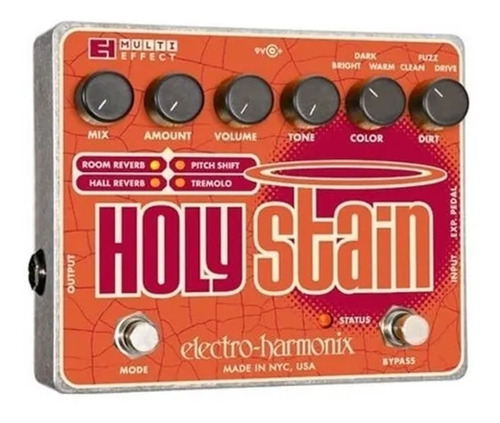 Pedal Multiefecto Electro Harmonix Holy Stain Pr Color Naranja Claro