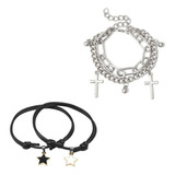 8 Pulseras Estrellas Cruz Cruces Por Mayor Set Pack Rock