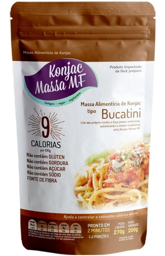 Konjac Macarrão Italiano Bucatini Sem Glúten 270g Low Carb