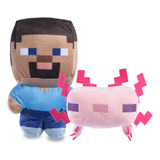 Minecraft Para Mascotas 2 Piezas Steve Y Leucistic Axolotl J