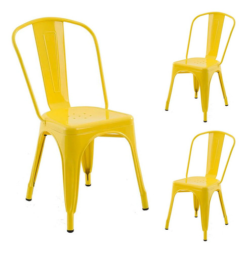 Kit 3 Cadeiras Tolix Industrial/rústica P/área Externa