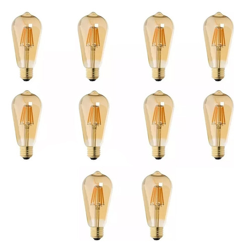 Pack 10 Ampolleta Led Tipo Edison 6 Watts Retro Vintage