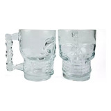 Set X2 Vasos Cerveceros En Forma De Calavera Transparente