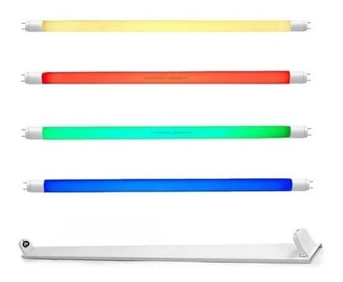 Tubo Led Colores Amarillo Azul Rojo Verde 18w 120cm 1 Punta