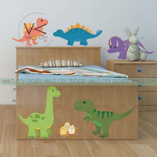 6 Viniles Decorativos Dinosaurios Infantiles Colores Modvc3