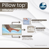 Pillow Top Híbrido 3 Camadas Solteiro 88 X 9 Cm - Aumar