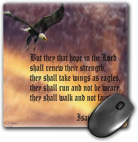 Mouse Pad Imagen Aguila Frase Biblia 8 X 8 Pulgadas