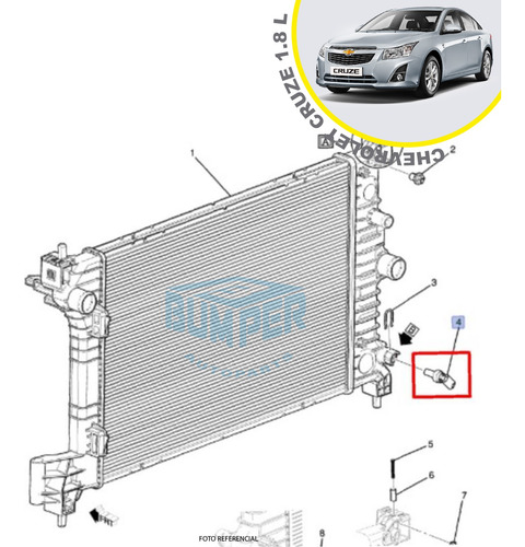 Chevrolet Cruze 1.8 L | Sensor De Temperatura Radiador | Gm Foto 3