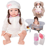 Boneca Bebê Reborn Realista Silicone Menina Com Acessórios