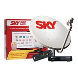 Kit Receptor Sky Hd Antena 60 Cm Cabo Lnbf  3 Anos Canais 