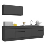 Armário De Cozinha Compacta 270cm Veneza Multimóveis V2111 Cor Preto