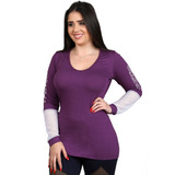 Kit 2 Camisas Feminina Fitnes Blusa Manga Comprida Tela 9542