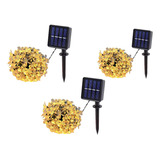 Pack 3 Guirnalda Solar Hada Flor Led Boda 5 Mtrs Calida