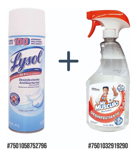 Kit - Desinfectante Lysol 475g + Mr Musculo 650ml