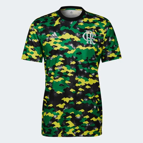 Camisa Pré-jogo Flamengo adidas Camuflada Verde 2021 Gr4287