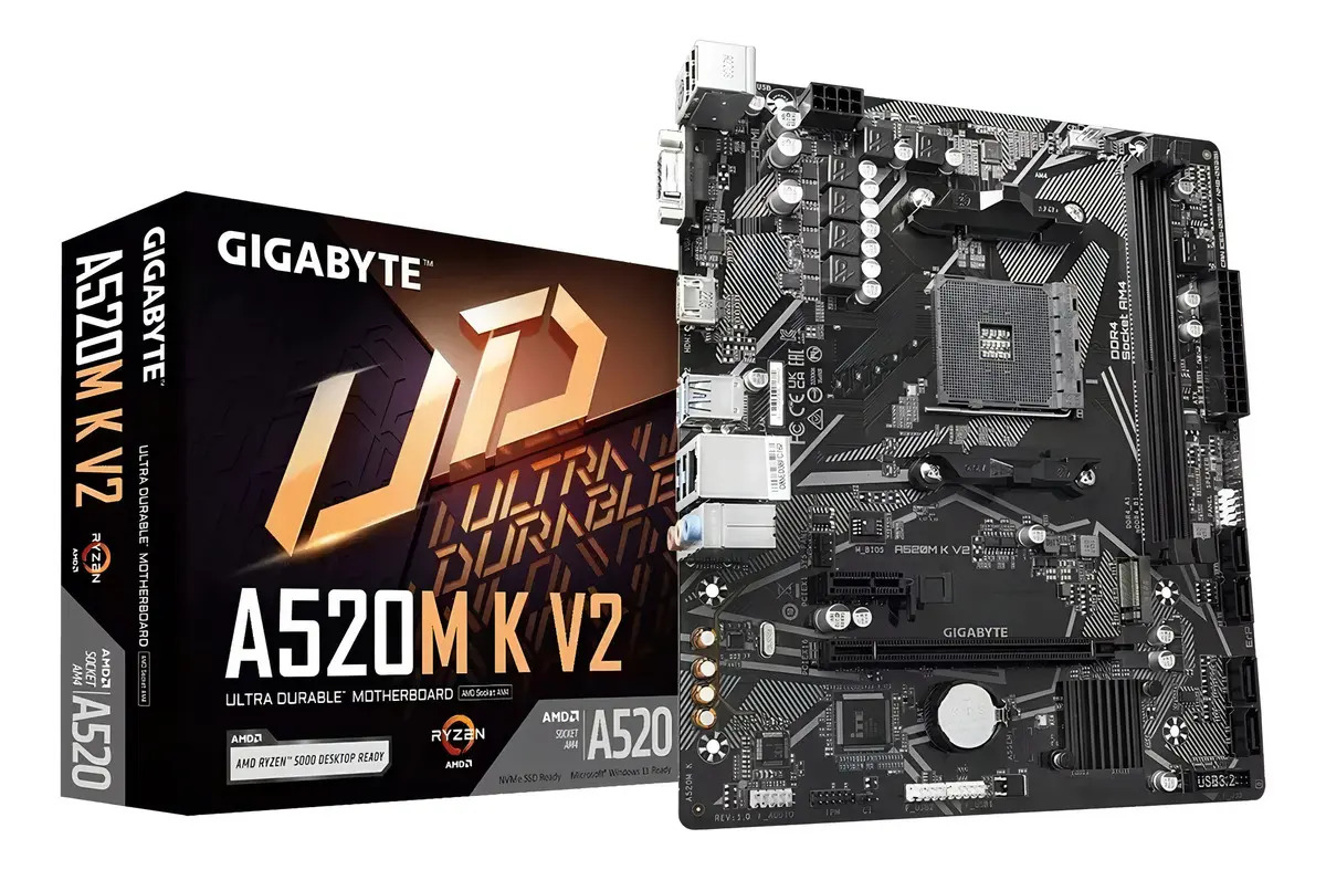 MOTHERBOARD GIGABYTE A520M-K V2 AMD AM4 RYZEN DDR4 NEGRO