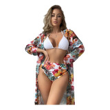 2023 Conjunto Kimono De Playa De Verano Para Mujer + Bikini