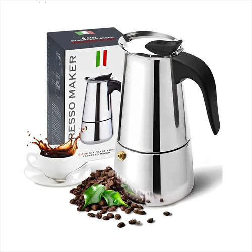 Cafetera Expreso Moka Italiana Acero Inoxidable 6 Tazas