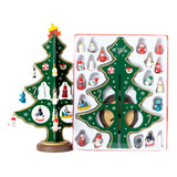 Árvore De Natal Decorativa Em Madeira Pequena Verde 25cm