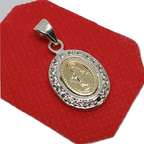 Dije Medalla Virgen Milagrosa En Plata 925 Y Oro Lam 00486