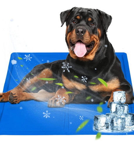 Tapete Gelado Refrescante Tamanho Grande Azul Cão Pet 