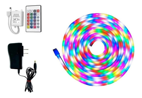 Tira Neon Flex Rgb Con Control Remoto Y Adaptador 120v Mg