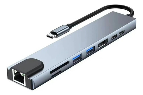 Adaptador Hub Macbook Air M1 M2 E Pro 8 Em 1 Usb-c Hdmi 4k