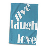 Toalla 3d Live Laugh Love Azul Y Blanco