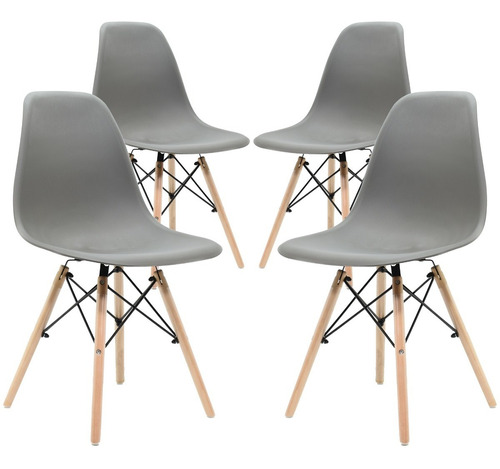 Paquete De 4 Sillas Eames Modernas Elegantes Comedor Grises