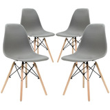 Paquete De 4 Sillas Eames Modernas Elegantes Comedor Grises