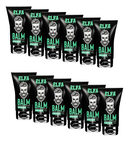 Kit 12 Balm Para Barba 100g - Elfa For Man - Barba Macia