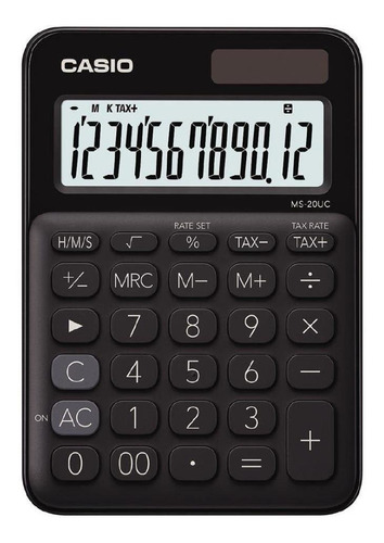 Calculadora Casio Básica Solar E Bateria Ms-20uc-bk - Preto