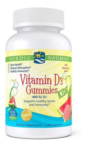 Vitamin D3 400 Iu Niños 120 Gomas Nordic Naturals Huesos