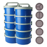 Kit 2 Jogo De Marmitas Térmica Divisórias 5 Peças 1,5 L Azul