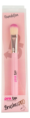 Pink Up, Brocha Plana Para Maquillaje Liquido, Cerdas Suaves Color Rosa Claro