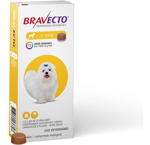 Antipulgas E Carrapatos Bravecto 2 A 4,5 Kg Msd - 112mg