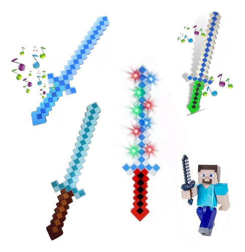 Espada Minecraft Com Som E Luz De Led Infantil Marca Toys