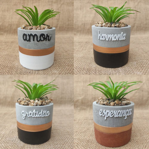 Kit 4 Vaso Vasinho P/ Suculentas Flores Erva Planta Gratidão