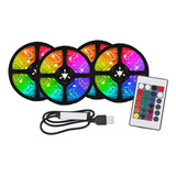 Kit 4 Fitas Led 5050 Rolo Rgb Digital 90 Leds Usb Silicone  