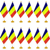 Mini Banderas Wxtwk, Poliéster, Rumania, C/ Base, 12 Piezas