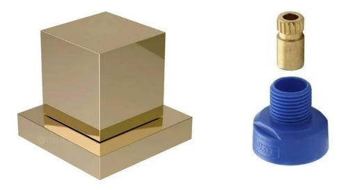 Acabamento Quadrado Metal Dourado + Adaptador Reg Fabrimar Acabamento Fosco